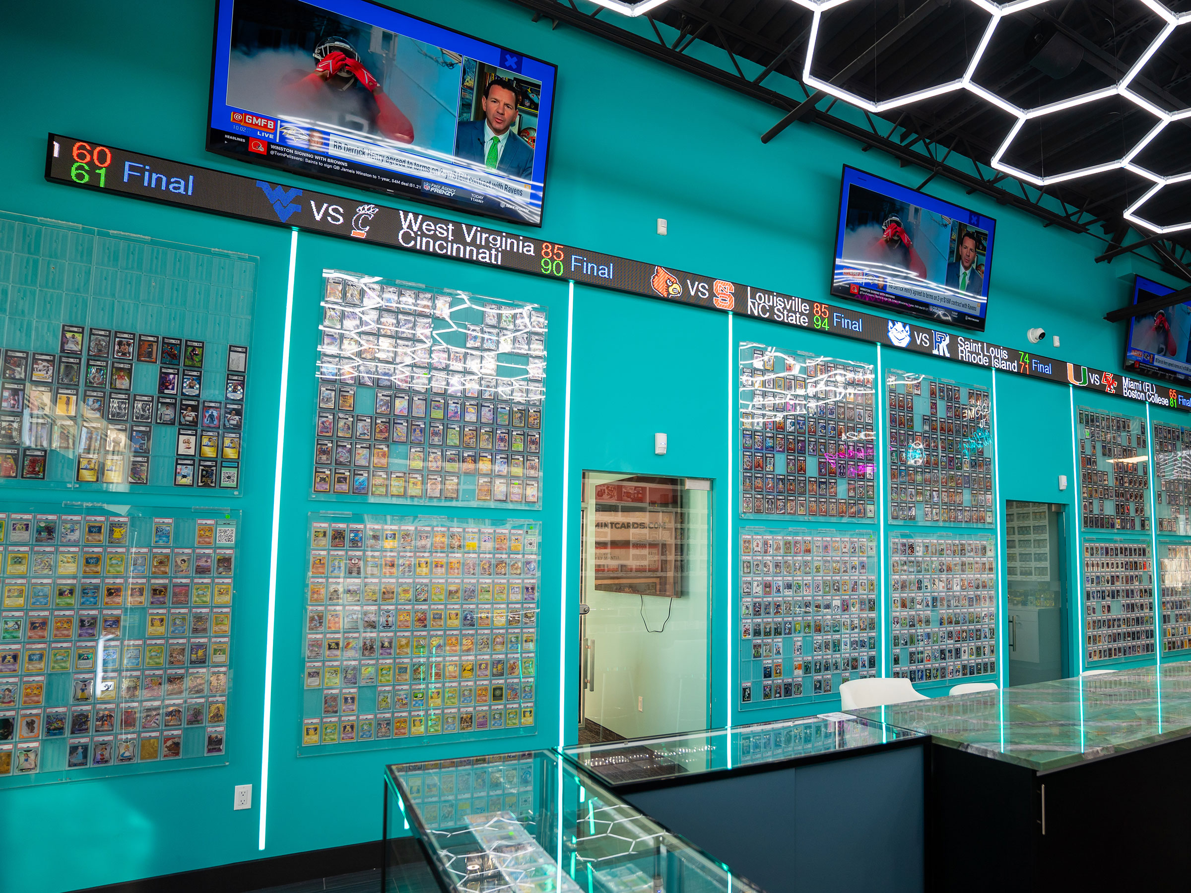 Interactive GRID system - Our patent pending GRID system allows us to display over 1,000 cards on the wall. By scanning the GRID's QR code, customers have all the information they want in the palm of their hand.